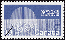 Timbre de 1970 - L'anniversaire des Nations Unies, 25 - Timbre du Canada