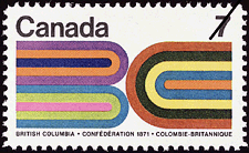 Timbre de 1971 - Colombie-Britannique, Confédération, 1871 - Timbre du Canada