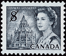 Timbre de 1971 - Reine Elizabeth II, Bibliothèque du Parlement - Timbre du Canada