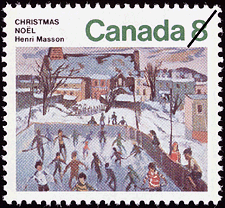 Timbre de 1974 - Les patineurs à Hull - Timbre du Canada