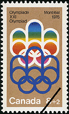 Timbre de 1974 - Symbole des Jeux de Montréal - Timbre du Canada