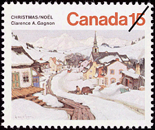 Timbre de 1974 - Village dans les Laurentides - Timbre du Canada