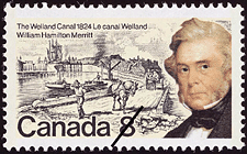 Timbre de 1974 - William Hamilton Merritt, Le canal Welland, 1824 - Timbre du Canada