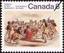 Timbre de 1975 - Danse du Kutcha-Kutchin - Timbre du Canada