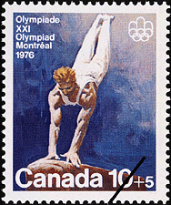 Timbre de 1976 - Le cheval sautoir - Timbre du Canada