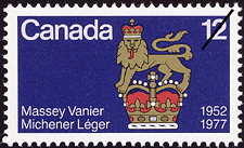 Timbre de 1977 - Gouverneurs généraux canadiens, 1952-1977, Massey, Vanier, Michener, Léger - Timbre du Canada