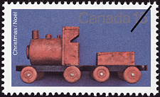 Timbre de 1979 - Train en bois taillé à la main - Timbre du Canada