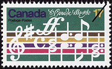 Timbre de 1980 - Premières mesures du Ô Canada - Timbre du Canada