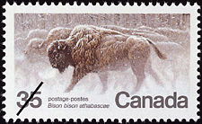 Timbre de 1981 - Le bison des bois, Bison bison athabascae - Timbre du Canada