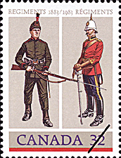 Timbre de 1983 - Royal Winnipeg Rifles, Royal Canadian Dragoons - Timbre du Canada