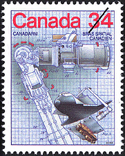 Timbre de 1986 - Bras spatial canadien  - Timbre du Canada