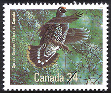 Timbre de 1986 - Tétras du Canada - Timbre du Canada