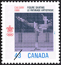 Timbre de 1988 - Le patinage artistique, Calgary, 1988 - Timbre du Canada