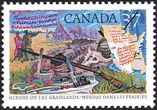 Timbre de 1988 - Henday dans les praries - Timbre du Canada