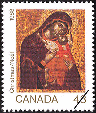 Timbre de 1988 - La Vierge Marie et l'Enfant - Timbre du Canada