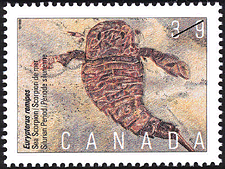 Timbre de 1990 - Eurypterus remipes, Scorpion de mer, Période silurienne - Timbre du Canada