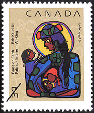 Timbre de 1990 - La Vierge Marie avec l'Enfant et Saint Jean-Baptiste - Timbre du Canada